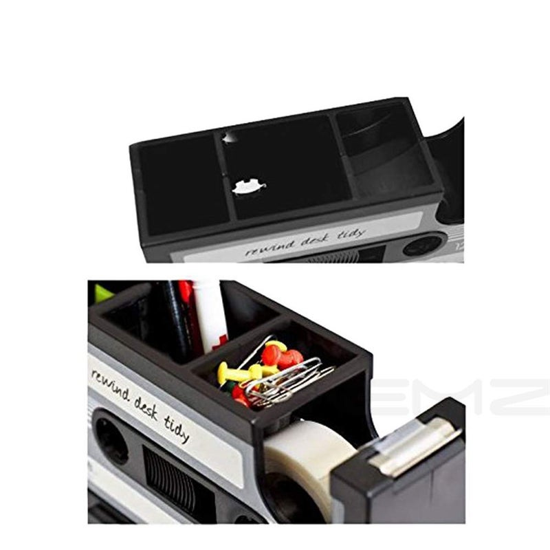 Xemz Creative Adhesive Tape Pen Holder Case, Retro Cassette Tape Dispenser Vase Brush Pot, Popular Pencil Desk Collection Tidy Organizer, Office Stationery Storage Container- Unique Gift (Gray) - Image 4